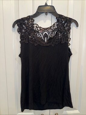 Arianne Lace Yoke Black Women's Camisole